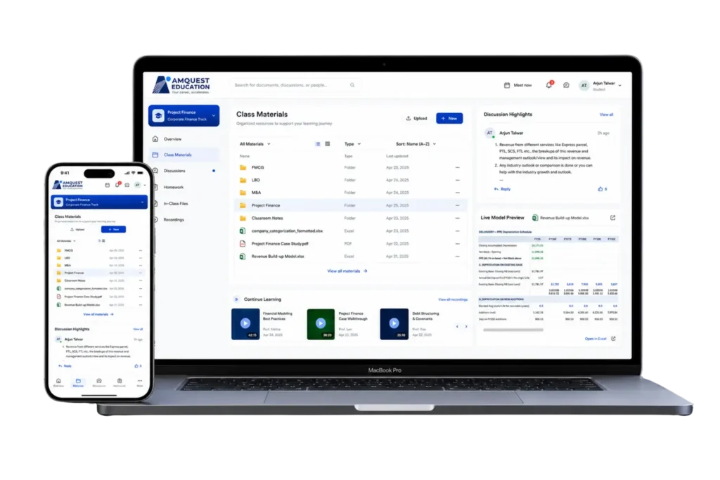 Amquest Education Investment Banking LMS Platform